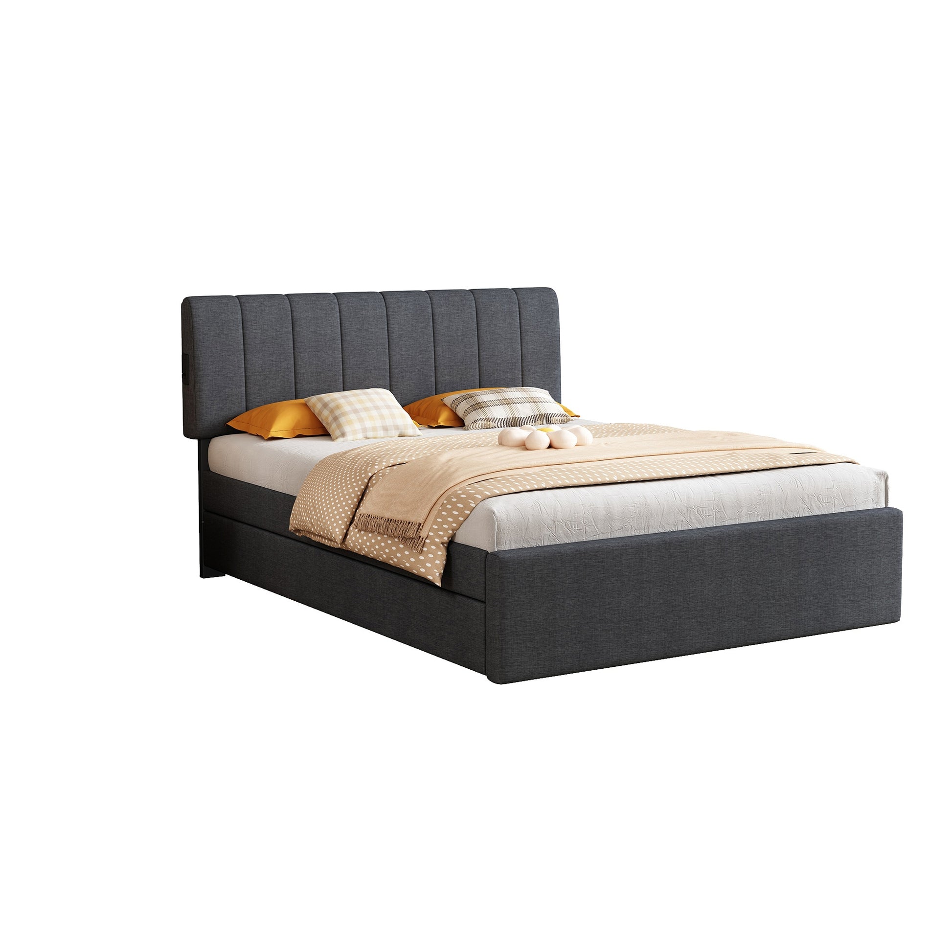 Bybafun Gray Full Composite Bed frame Bed