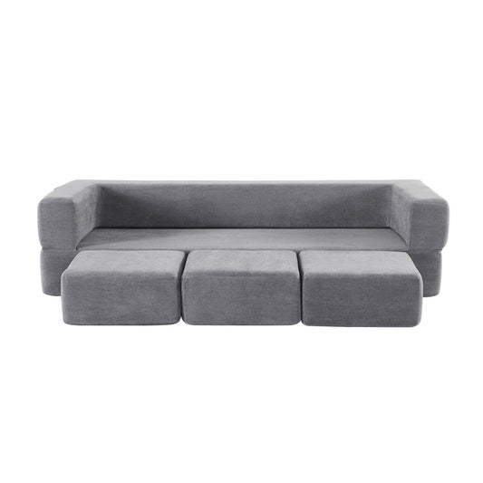 Bybafun 79.14-in Casual Light Gray Chenille 3 -seater Sofa