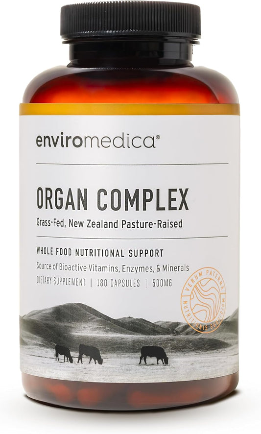Enviromedica Grass-Fed Organ Complex: Freeze-Dried Beef Liver, Kidney, Heart, and Pancreas (180 ct)