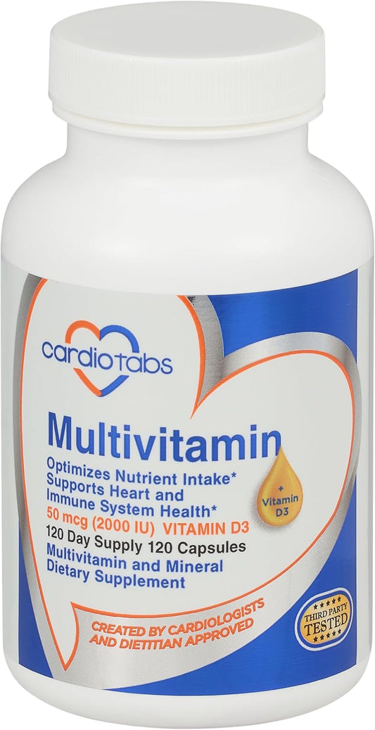 Multivitamin - Heart and Immunity Supplements for Men & Women, Multivitamin for Men & Women, with Minerals B-Vitamin Complex, Vitamins A, C, E, K and 2000 IU Vitamin D3, 120-Count Bottle