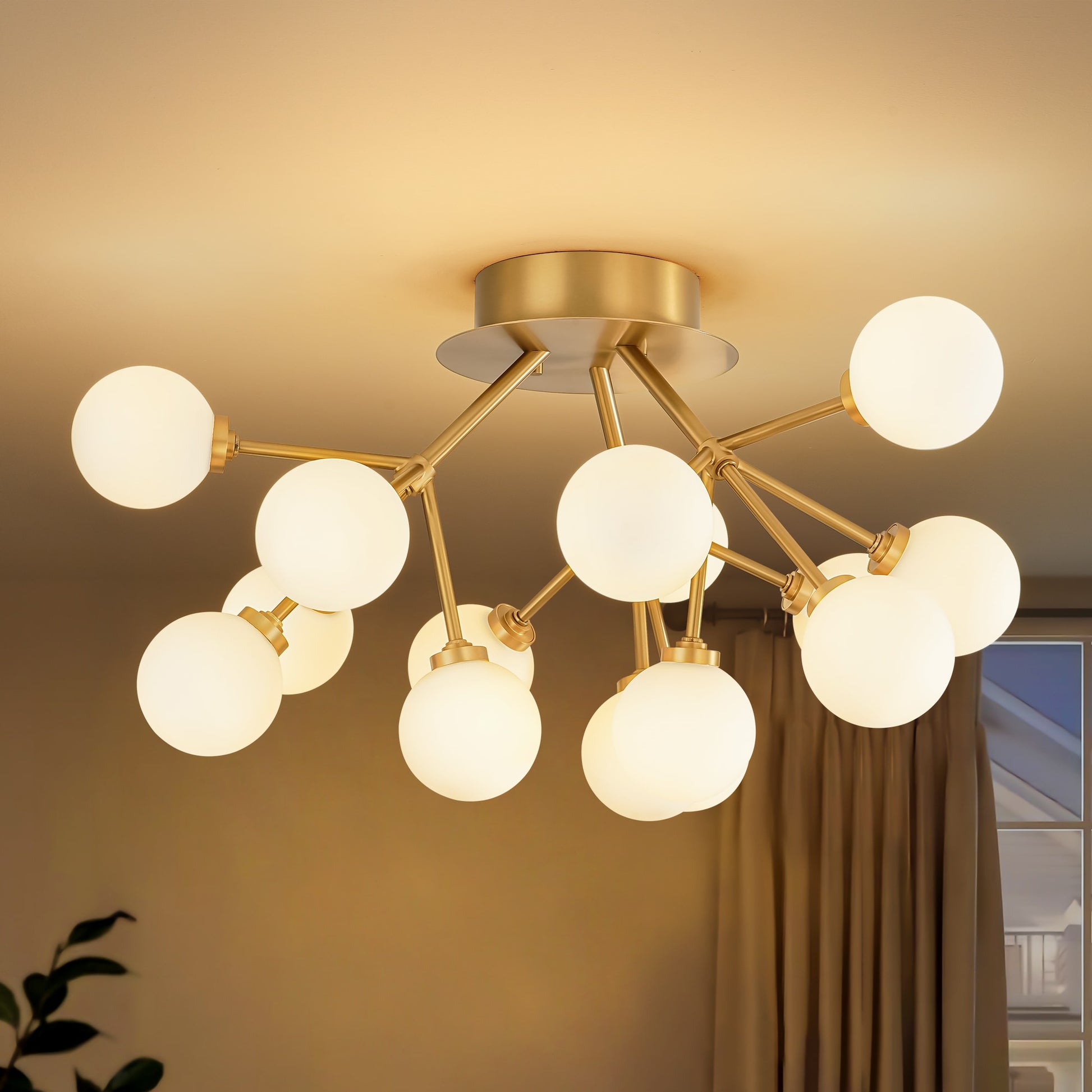 Y'INSP Aylor 15 -Light 23.62-in Brushed Gold Integrated LED Semi Flush Mount Light