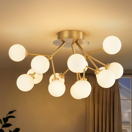 Y'INSP Aylor 15 -Light 23.62-in Brushed Gold Integrated LED Semi Flush Mount Light