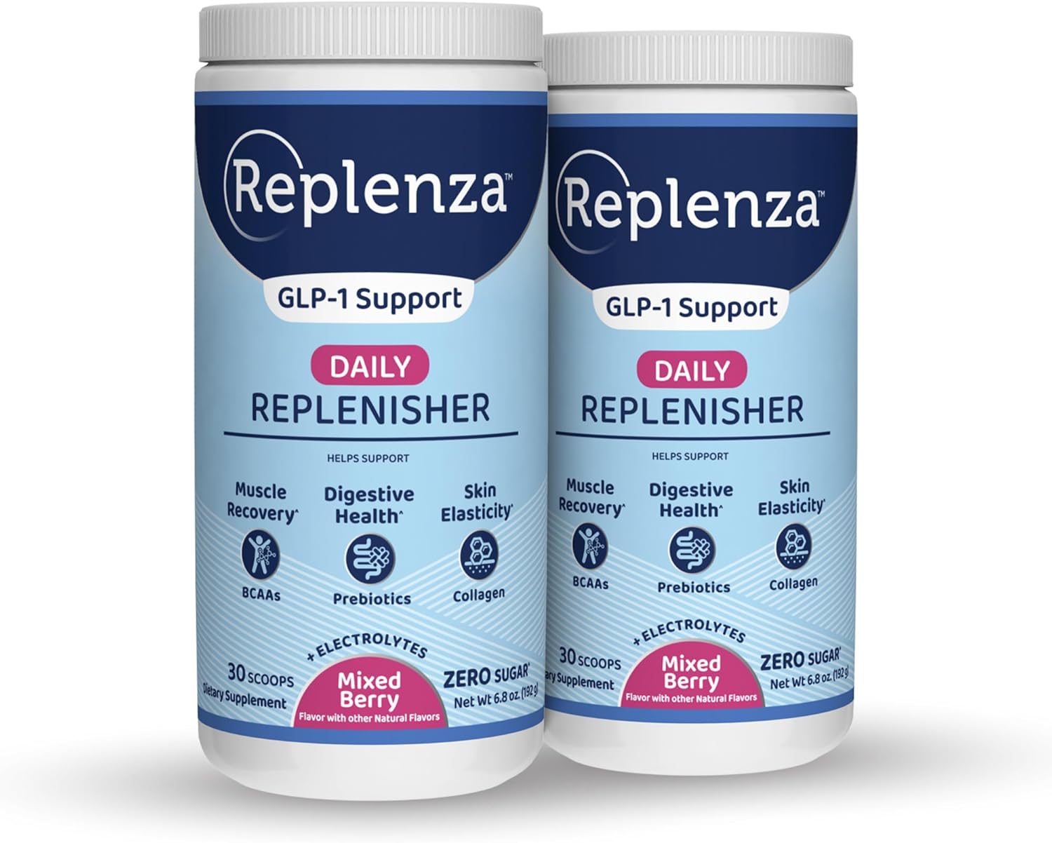 Daily Replenisher GLP-1 Nutritional Support, Powder, Muscle Recovery, Digestive Health & Skin Elasticity Mix of Amino Acids, Prebiotics and Collagen Peptides \u2013 Berry Flavor, 2 pk of 30 Scoops
