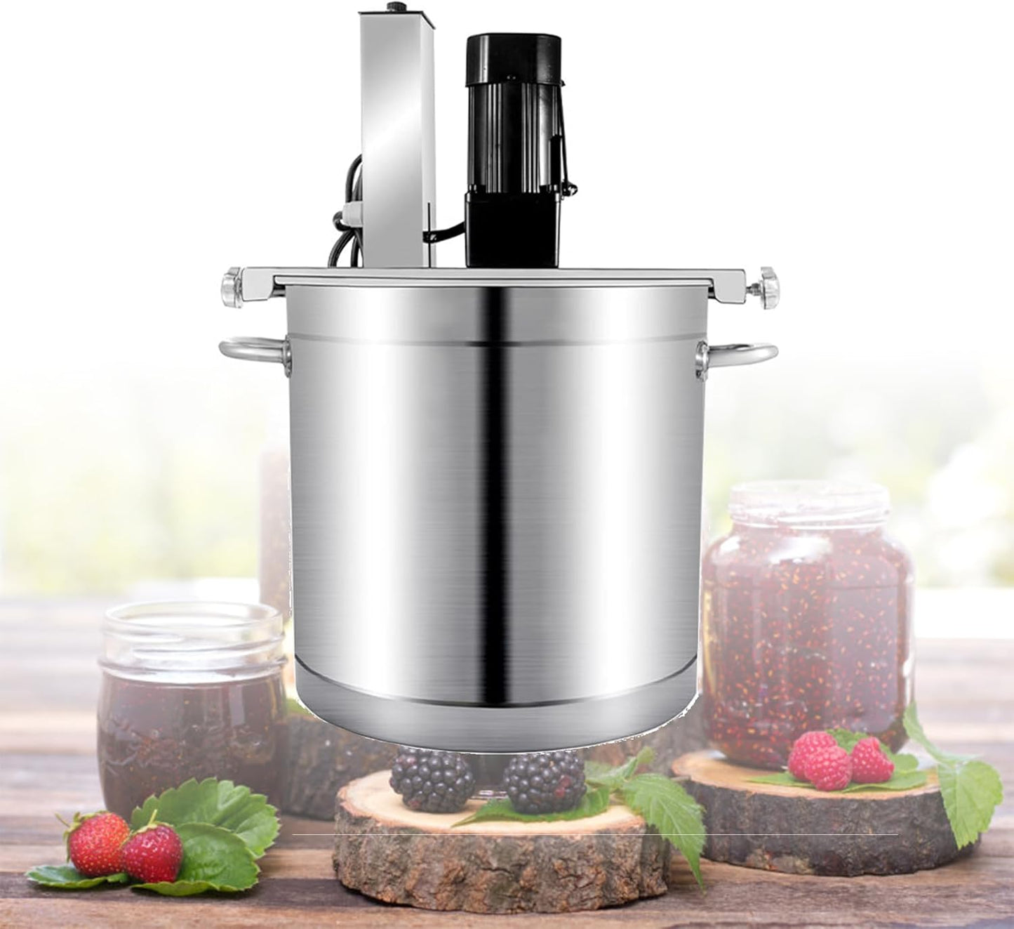ENWEGEY Stainless Steel Electric Food Mixer - Automatic Pot Stirrer with 4-Blade Scraper for Jam, Sauce, Soup, Chocolate Paste | Commercial-Grade Heat Mixing Machine for Cooking & Seasoning 11.8ince