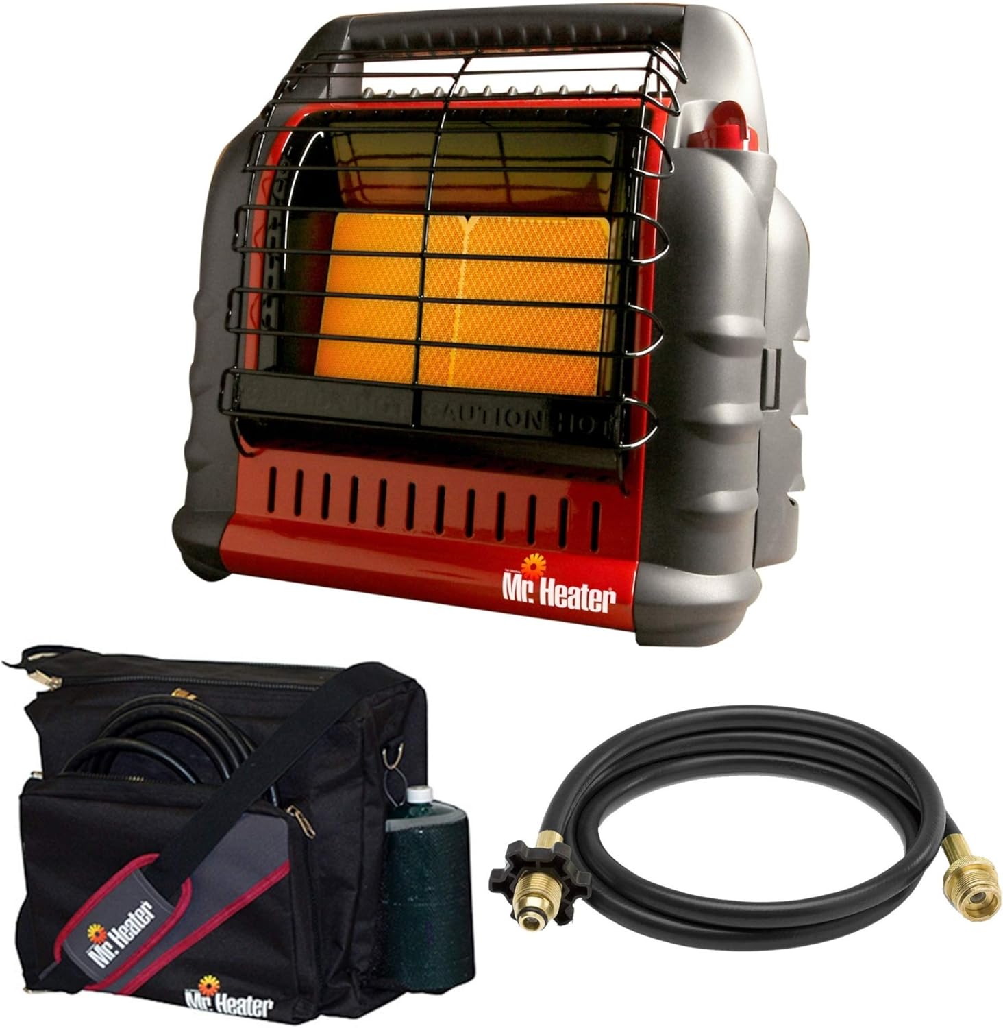 Mr. Heater Portable Big Buddy Propane Heater with 10-Feet Propane Assembly and 18B Big Buddy Carry Bag Bundle (4 Items)
