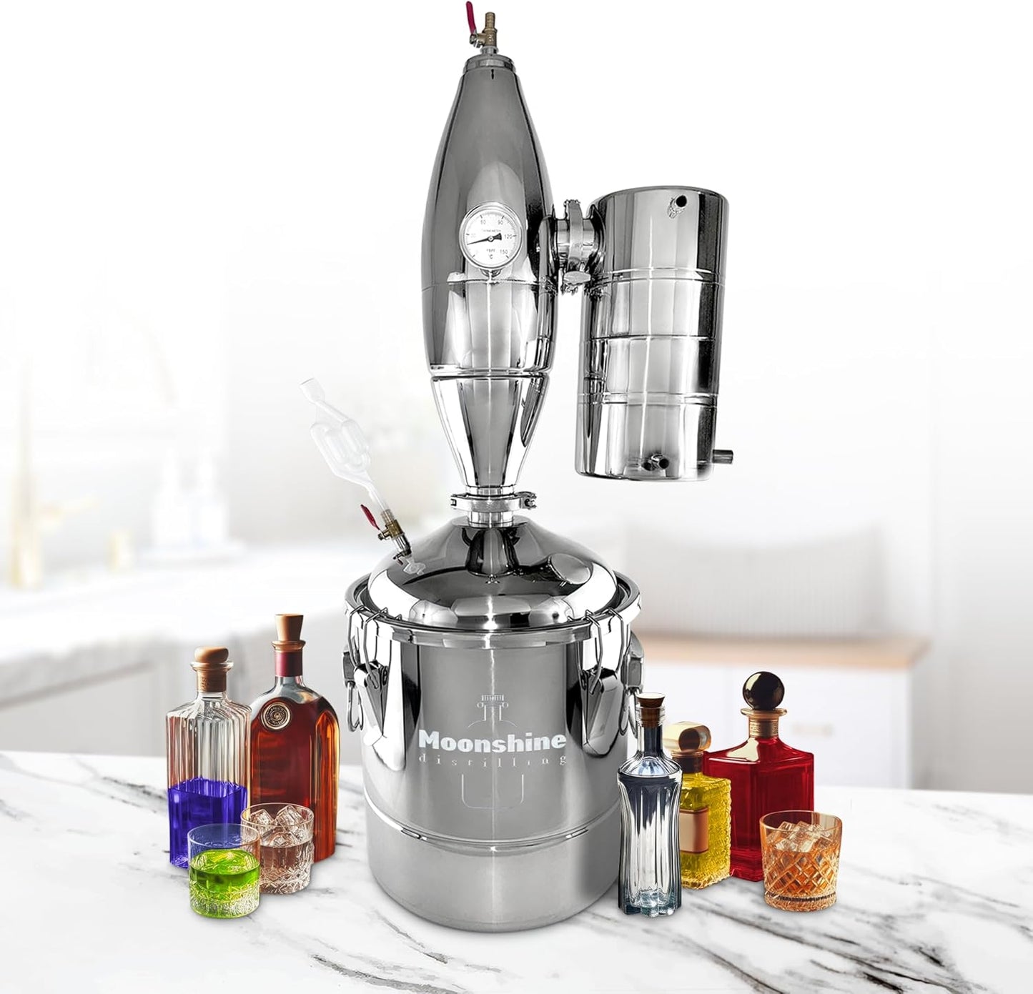 Moonshine Alcohol Still 8Gal\/30L Distiller with Ceramic Balls | Premium DIY Whisky, Wine, Brandy Brewing Kit for Purer Distillation (8 Gal (30L))