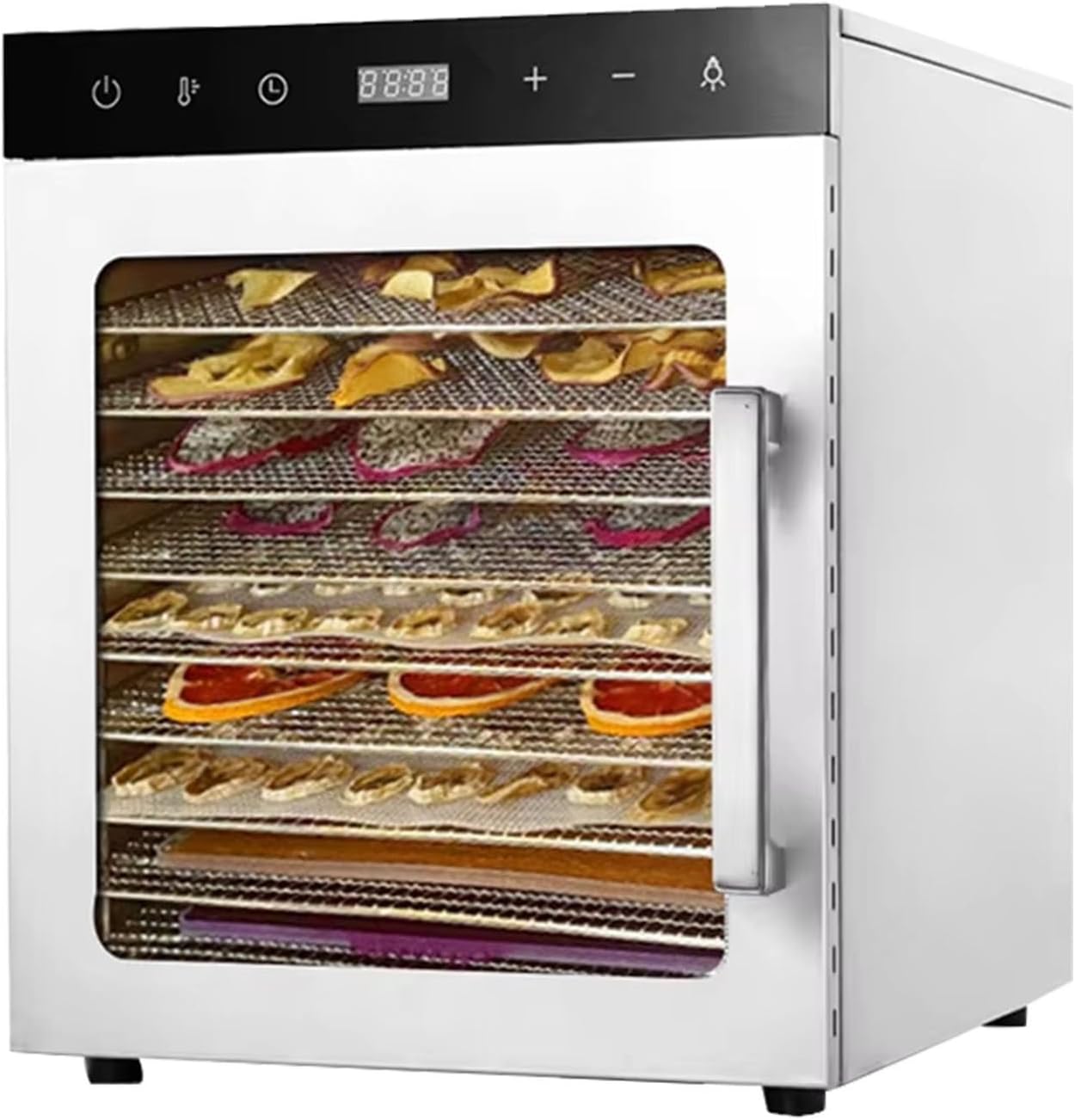 800W LED Commercial Drier, 10/12 Layer Food-Dehydrator Machine, Stainless-Steel Home Veggie Beef Dryer, Food Processer, Food-Dryer for Fruit-Mushroom-Meat-Jerky-Herb,12layer-220V