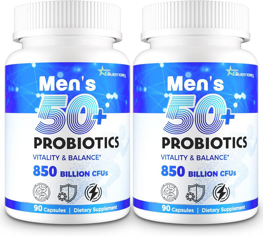 Probiotics for Men, Advanced 50+ Mens Probiotic, Comprehensive Gut & Energy Support with 850 Billion CFU, 1800mg Prebiotics Fiber \u2013 Tailored Wellness mens probiotics for gut health over 50, 180Capsule