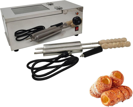 Chimney Cake Roll Oven Maker with 2Pcs Baking Tools Electric Ice Cream Cone Machine for Commercial and Home Use 110V 1500W