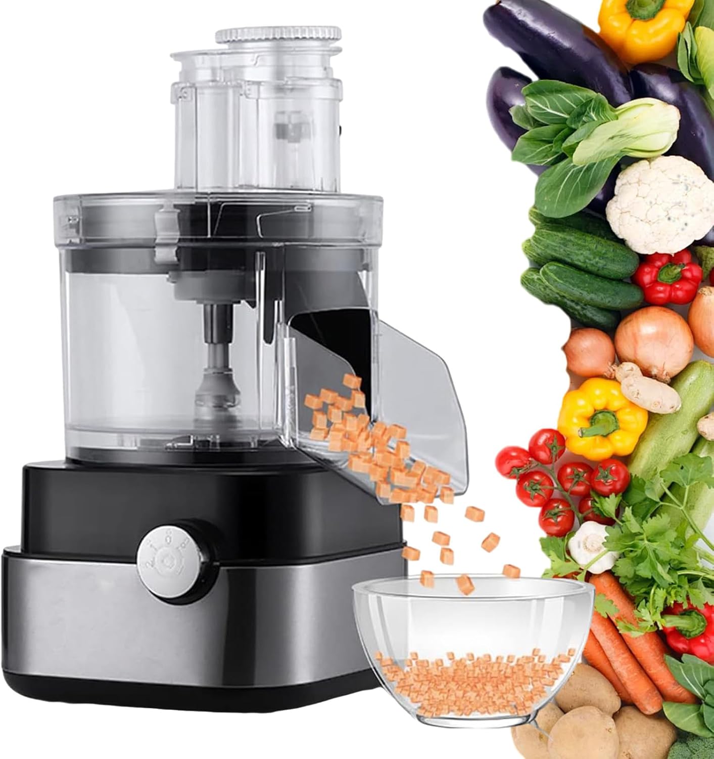 Electric Vegetable Chopper Dicer Slicer Cutter, 600W Multifunctional Vegetable and Fruit Cutting Machine, Food Processor Set, 5l Food Chopper Mixer Large Capacity Slicer Electric Meat Grinder Machine