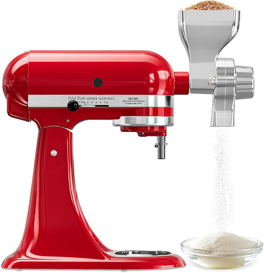 Metal Grain Mill Attachment Fit for KitchenAid Stand Mixer, 12-Level Adjustable Flour Mill Grain Grinder for Kitchenaid, Fit for Wheat, Corn, Oats, Nut