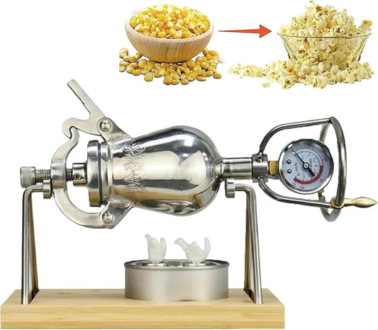 Traditional Popcorn Maker, 304 Stainless Steel Mini Popcorn Pot, Hand Popcorn Machine, Small Popcorn Cannon for Family Gathering Party Fun