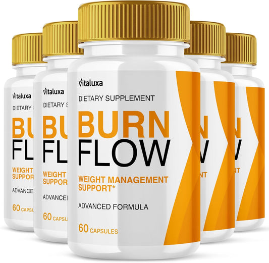 (5 Pack) Burn Flow Capsules, BurnFlow Supplement Pills Maximum Strength Formula for Loss Support Management, BurnFlo All-Natural Ingredients for Overall Health & Wellness, Burn Flo Reviews (300 ct)