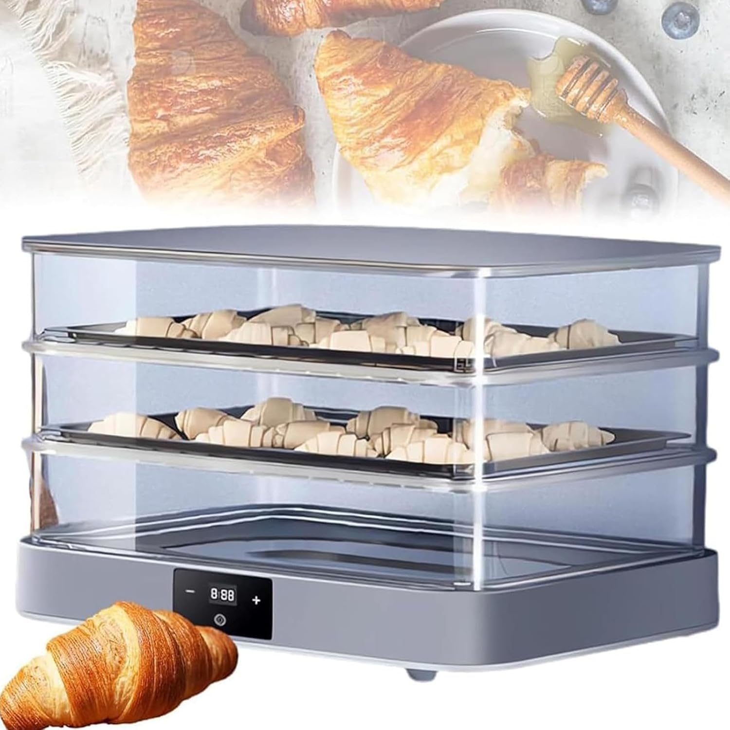 Electric Dough Proofer Machine - 40L Home Bread Proofing Box with Adjustable Temperature, Timing and Humidity Control for Even Fermentation - Perfect for Home Use