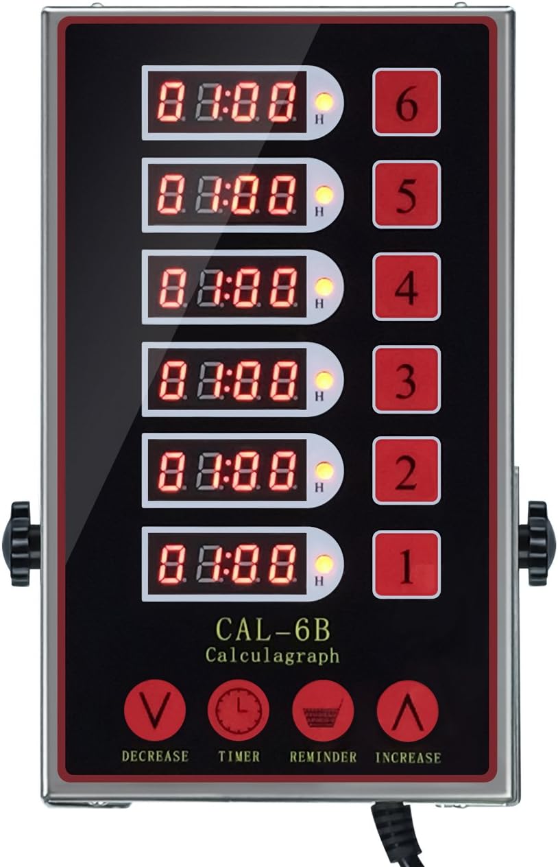 YOOYIST Kitchen Timers for Cooking \u2013 6 Channel Commercial Kitchen Timer Restaurant Kitchen Supplies \u2013 Stainless Steel LED Technology Kitchen Timer Digital \u2013 Reminder Function, Loud Alarm