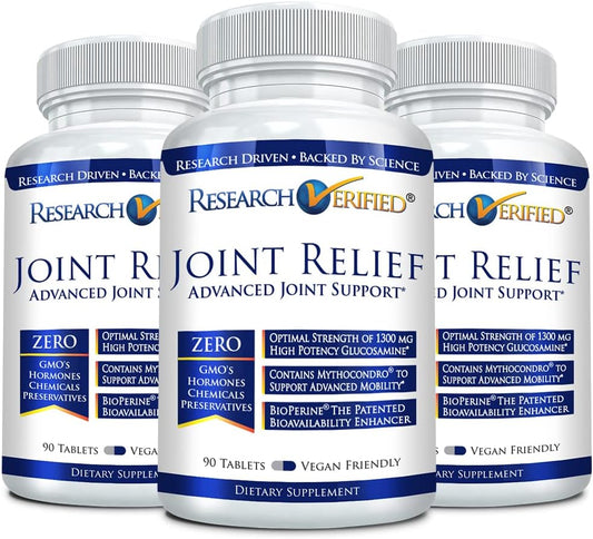 Research Verified Joint Support - Glucosamine, MSM, Turmeric, Boswellia, BioPerine - Vegan - 270 Capsules - 3 Month Supply