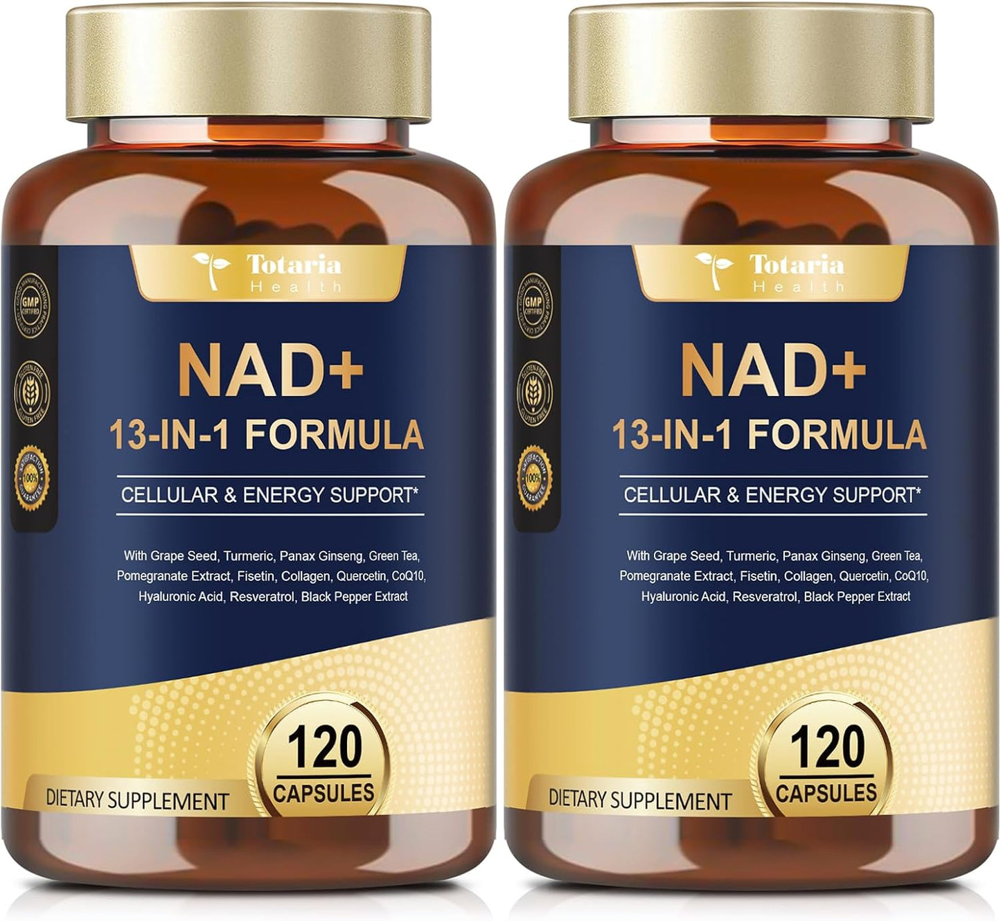 Totaria (2 Packs) NAD Supplement for Women Men with nicotinamide riboside resveratrol,Quercetin, Betaine Boost NAD+ Levels NAD Plus Supplement for Anti Aging, Energy, Immune, Focus 120 Capsules