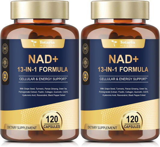 Totaria (2 Packs) NAD Supplement for Women Men with nicotinamide riboside resveratrol,Quercetin, Betaine Boost NAD+ Levels NAD Plus Supplement for Anti Aging, Energy, Immune, Focus 120 Capsules