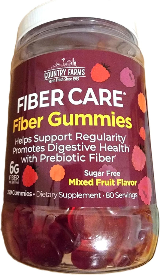 Country-Farm Fiber Care Fiber Gummies | Help Supports Regularity | Promote Digestive Health | with Prebiotic Fiber | Mixed Fruit Flavor | 6g per Fiber | (240 Gummies) | 80 Days Supplies