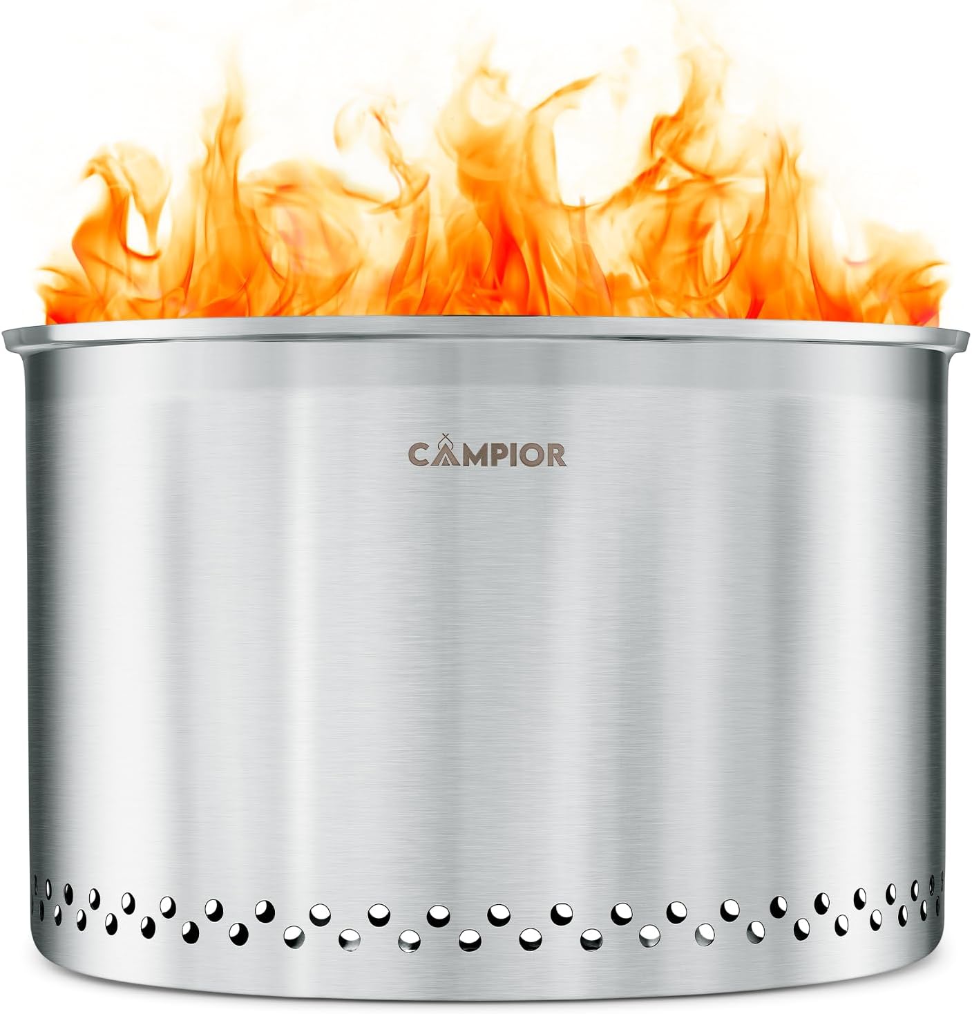 CAMPIOR Large Wood Burning Fire Pit Stove - Smokeless Outdoor Stove for Efficient Wood Fires, Camping, Cooking, and Garden Gatherings, Durable Stainless Steel with Removable Ash Pan, 20.94 lbs