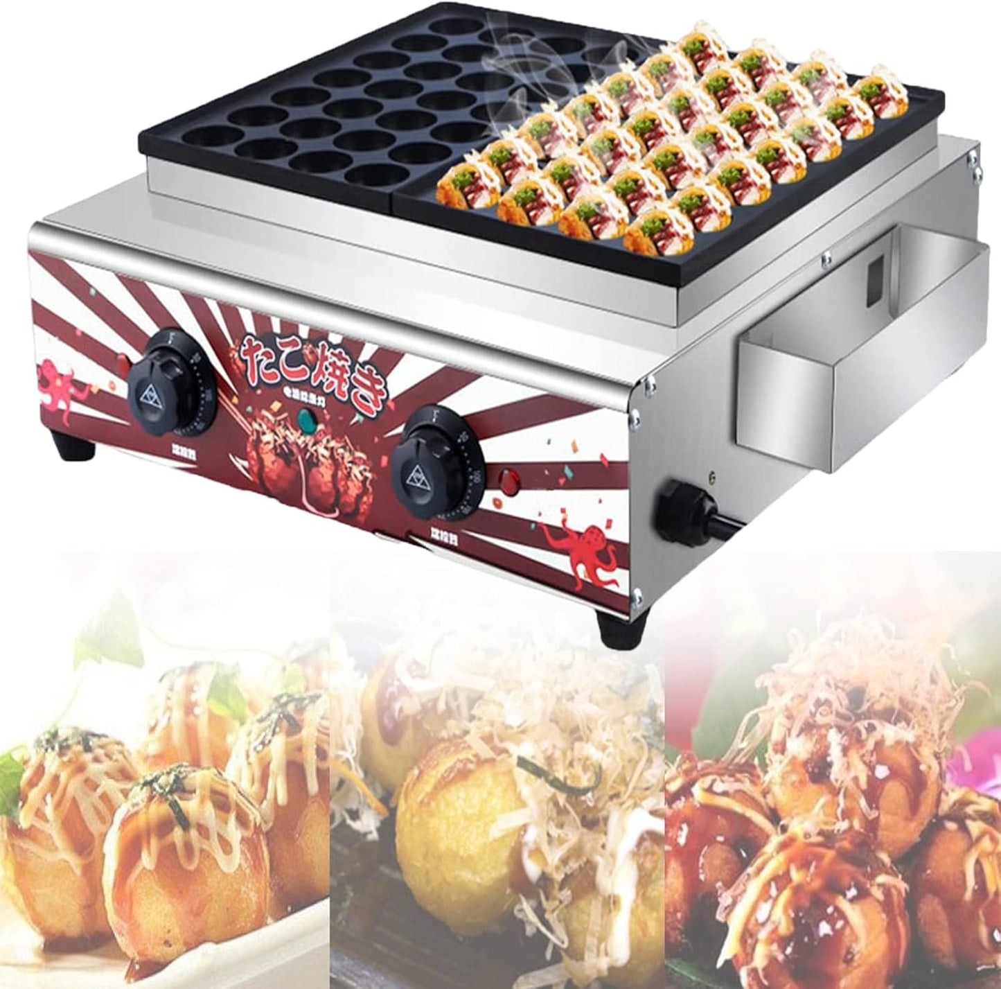 Commercial Gas Takoyaki Maker, 56-Holes Octopus Ball Machine, Multifunction Nonstick Baking Maker, Takoyaki Grill Pan Takoyaki Machine, for Restaurant,Snack Bar