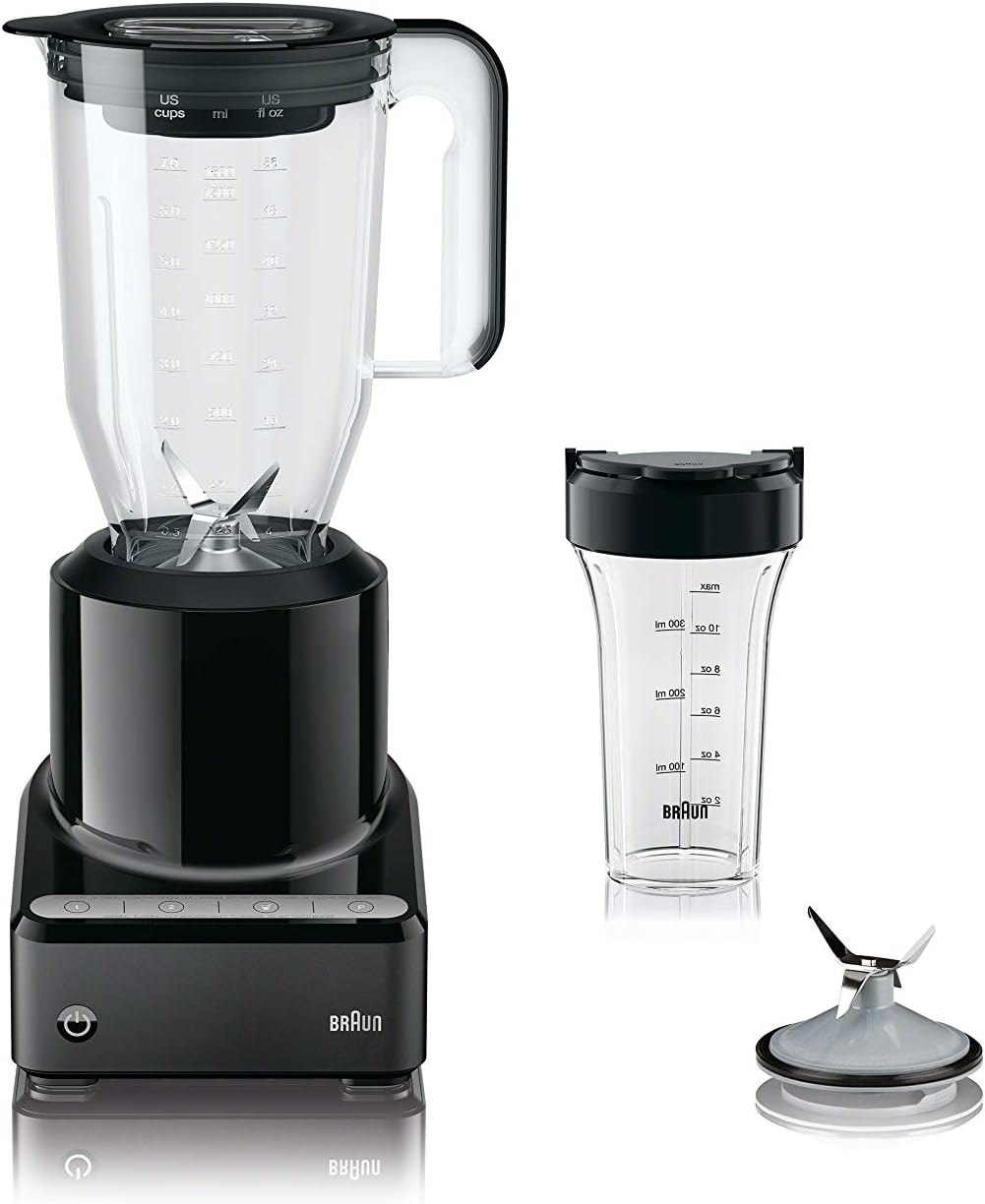Braun JB7201BK PureMix Power Blender with Plastic Jug & Smoothie2Go Blending Cup, Black