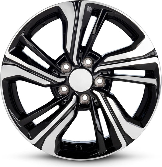 for 2016-2021 Honda Civic 17 Inch Black Machine Face (Diamond Cut) Black Rim - OE Direct Replacement - Road Ready Car Wheel