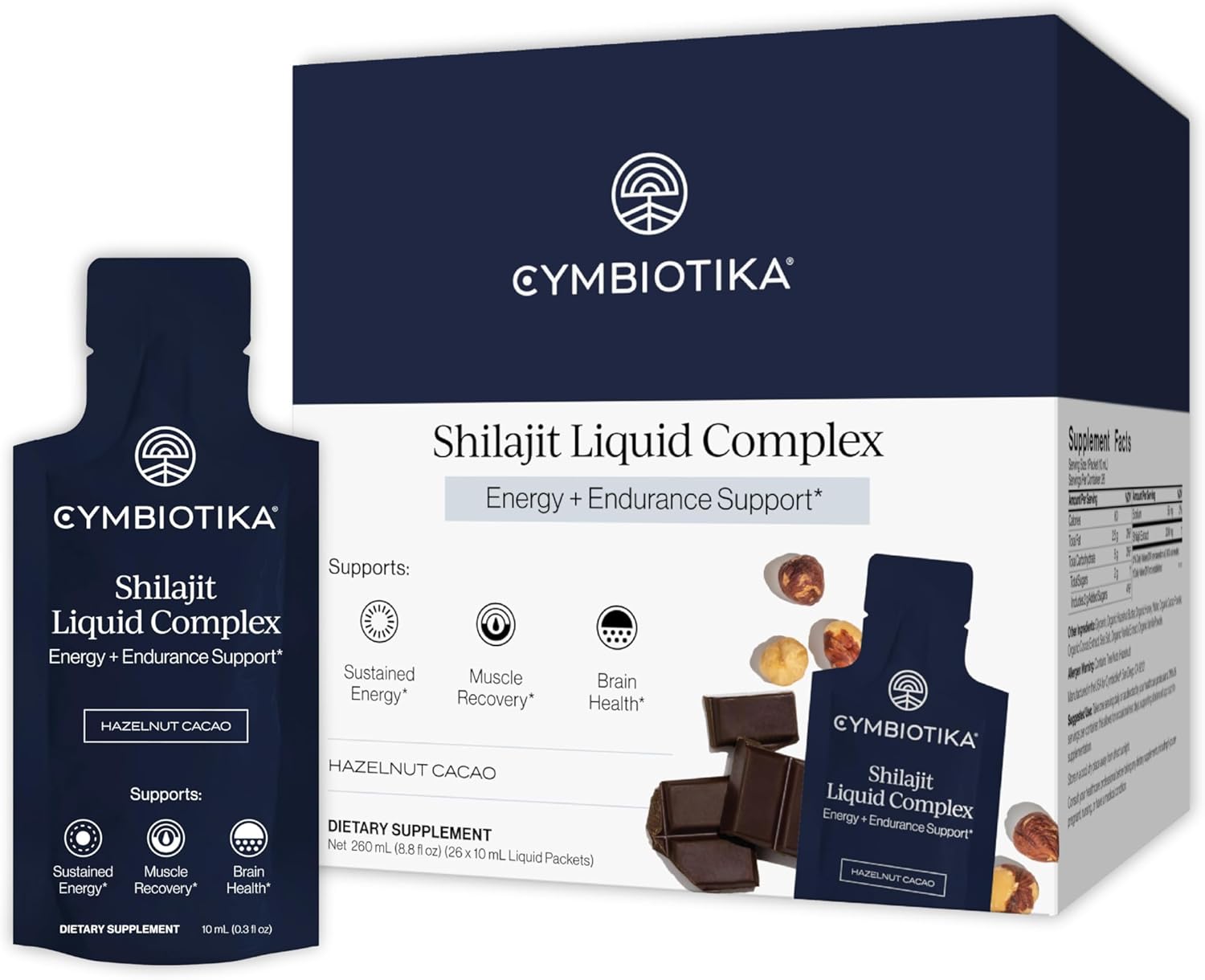 Cymbiotika Shilajit Liquid Complex – 85+ Trace Minerals for Energy, Focus & Recovery Adaptogen – Fulvic & Humic Acid – Cacao, Honey, Hazelnut Butter & Sea Salt – 26 Daily Packets