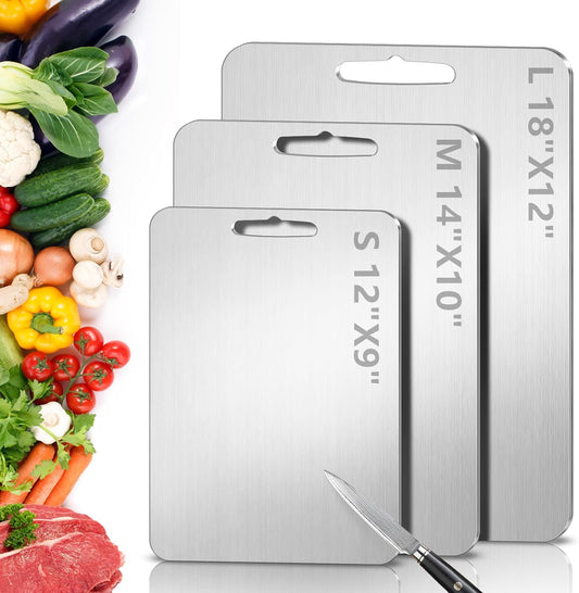Titanium Cutting Board for Kitchen - 100% Pure Titanium Cutting Boards Non Toxic - 2025 New Upgrade Double Sided Metal Chopping Boards for Meat, Vegetables, Fruits, Dishwasher Safe (18" x 12", 1-Pack)