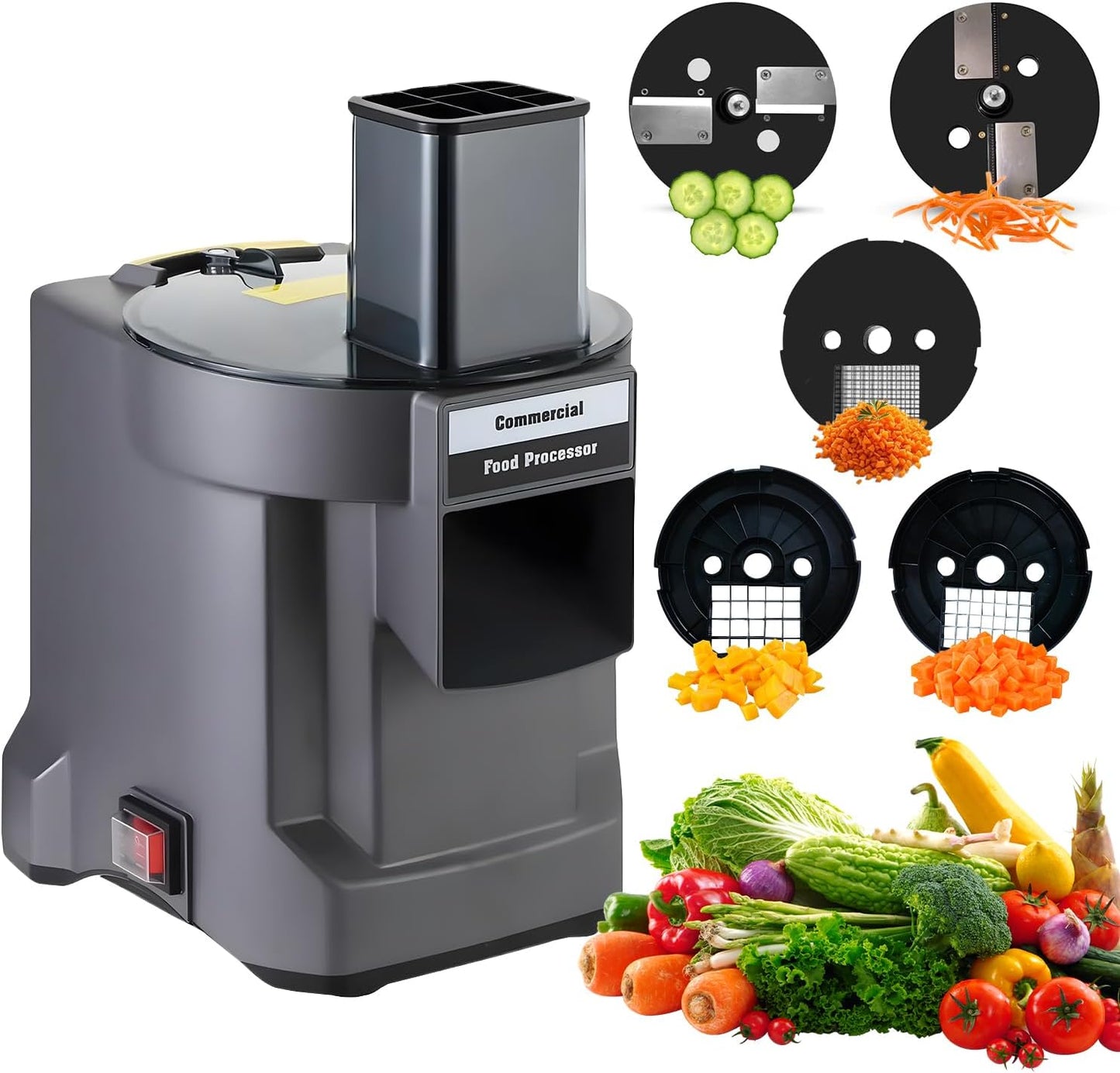 5 in 1 Electric Vegetable Chopper, Commercial Food Processor with 5 Blades, Vegetable Dicer Fruit Slicer, Multifunctional Shredder Slicer Dicer Machine, for Potato Onion Carrot