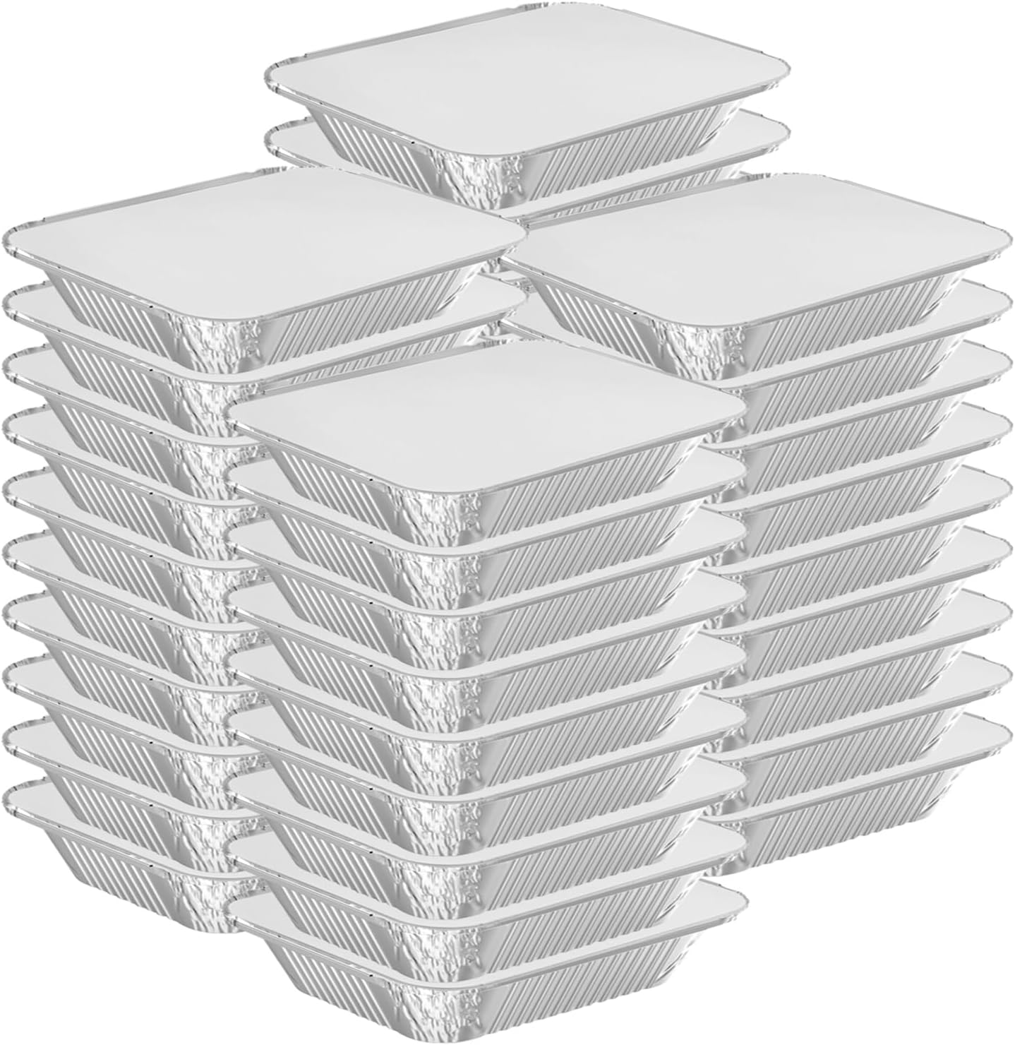 WANBAO 100 PACK 8.3"x6.2" Disposable Tin Foil Pans with Lids 2.25LB Aluminum Pans To Go Containers for Cooking, Baking, Catering Party Meal Prep, Take Out, Freeze