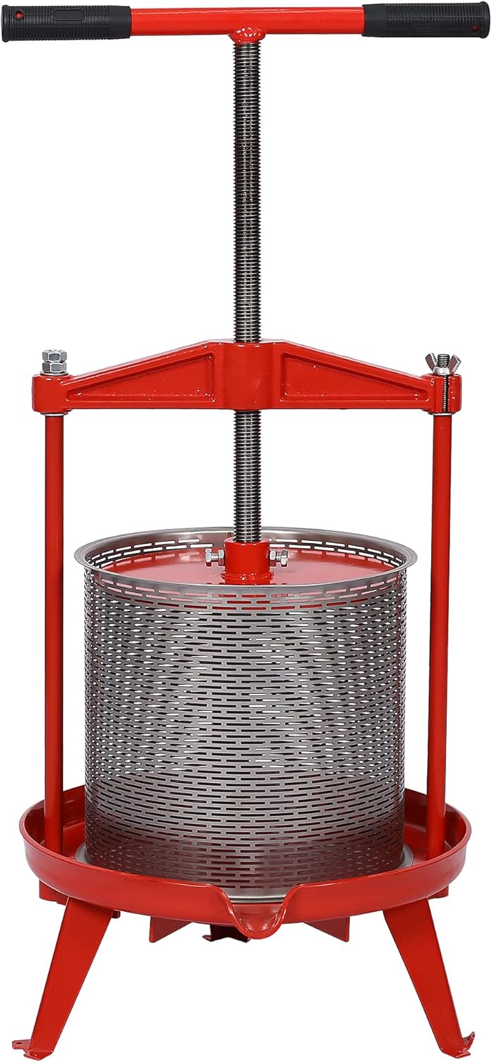 Veemuaro Fruit and Wine Press, 3.69gallon\/14L Stainless Steel Fruit Wine Cider Press, Heavy-duty Cross-beam Vintage traditional juicer for Outdoor, Kitchen and Home
