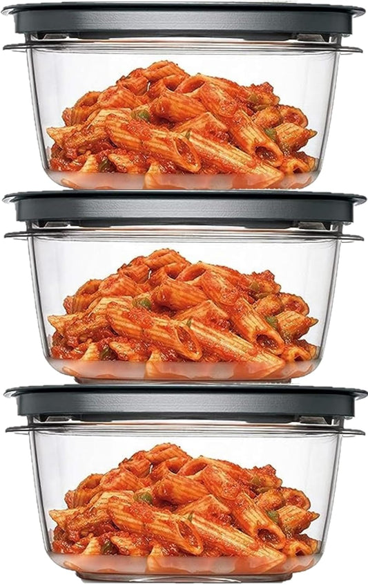 Utensilux Rubber maid Premier, 5 Cup Premier Flex & Seal Food Storage Set, 3 Tritan Containers, 3 Grey Flex and Seal Lids, 6 Piece Bundle Set Bundle
