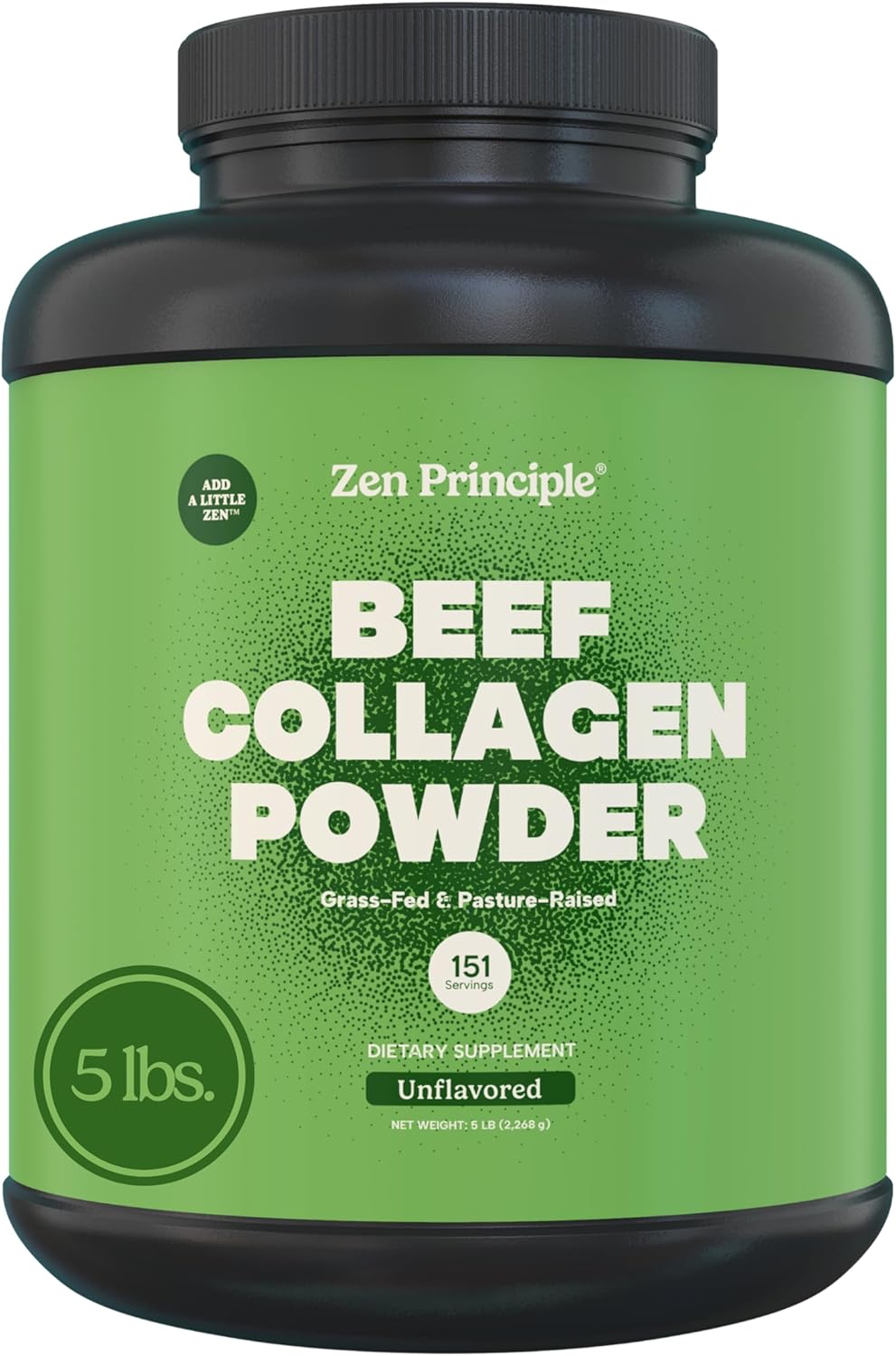 Zen Principle Grass-Fed Agglomerated Collagen Peptides 5 lb. Anti-Aging Hydrolyzed Protein Powder for Healthy Hair, Skin & Joints. Paleo and Keto Friendly, GMO and Gluten Free, Pasture-Raised Bovine.