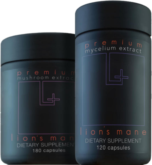 Lion’s Mane Organic Mushroom Extract Oriveda 2-Pack - Fruiting Body 180 v-caps, Mycelium 120 v-caps Supports The Brain and Nervous System