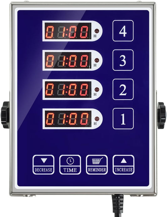 YOOYIST Precision Kitchen Timers for Cooking \u2013 4 Channel Commercial Kitchen Timer Restaurant Kitchen Supplies \u2013 Stainless Steel Digital LED Chef Cooking Timer \u2013 Reminder Function, Loud Alarm, Blue