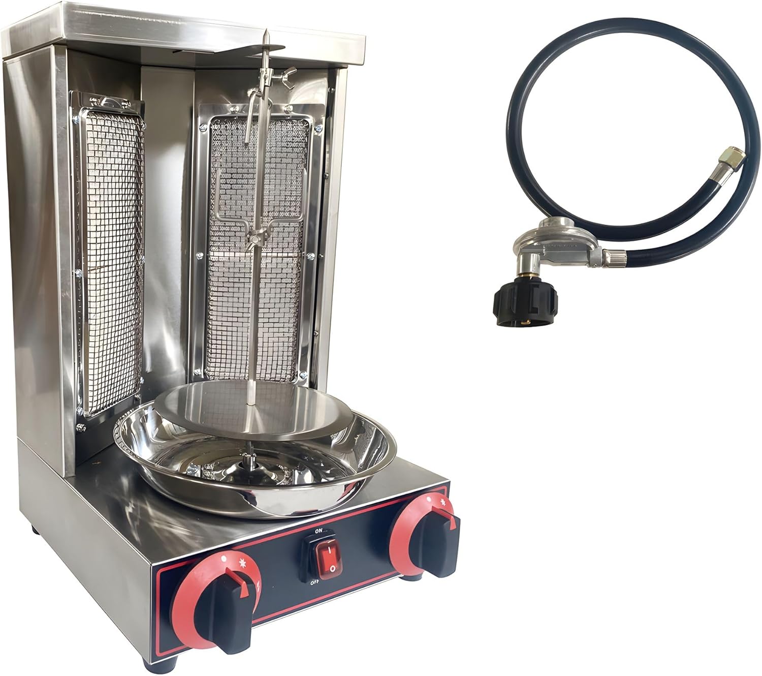 LP Gas Shawarma Grill Machine Vertical Broiler Gyro Machine Rotating Doner Kebab Machine with 2 Burners for Home Restaurant Kitchen Parties