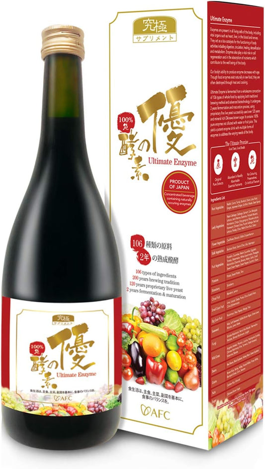 AFC Japan Digestive Ultimate Enzyme Drink – Pure Digestive Enzymes for Digestion, Gas, Bloating, Constipation Relief & Immune Support – 106 Fermented Fruits & Vegetables, Enzyme Supplement, 720ml