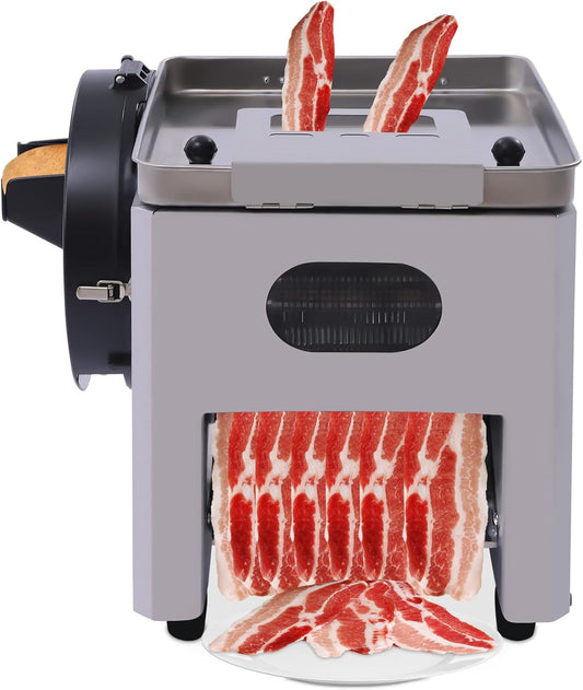 Meat Cutter Machine, 110V 850W Stainless Steel Commercial Meat Cutter Machine Multi-functional Electric Slicers Automatic & Manual Meat Slicers Machine for Home Kitchen, Restaurant, Hotel