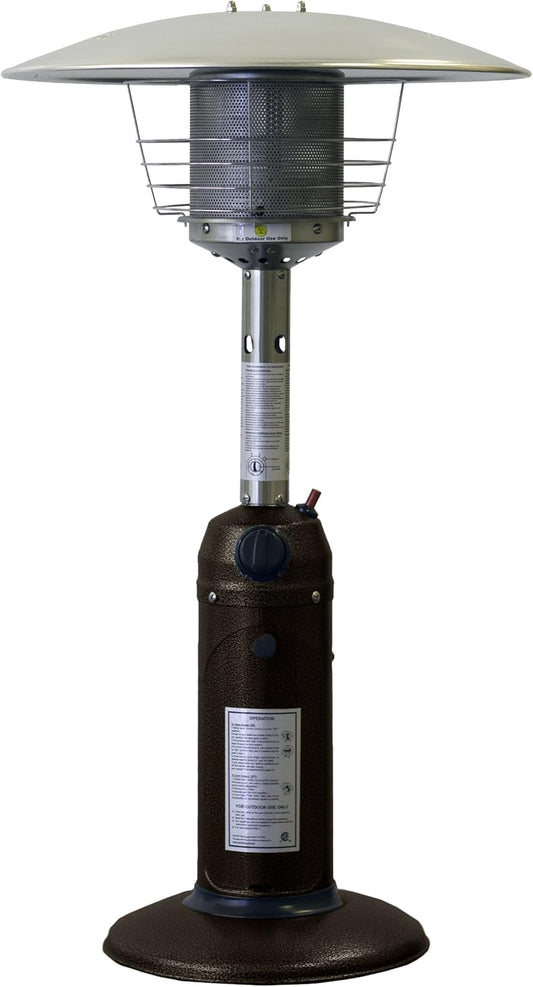 Hiland HLD032-CG Portable Table Top Patio Heater, 11,000 BTU, Use 1lb or 20Lb Propane Tank, Bronze\/Gold Hammered Finish