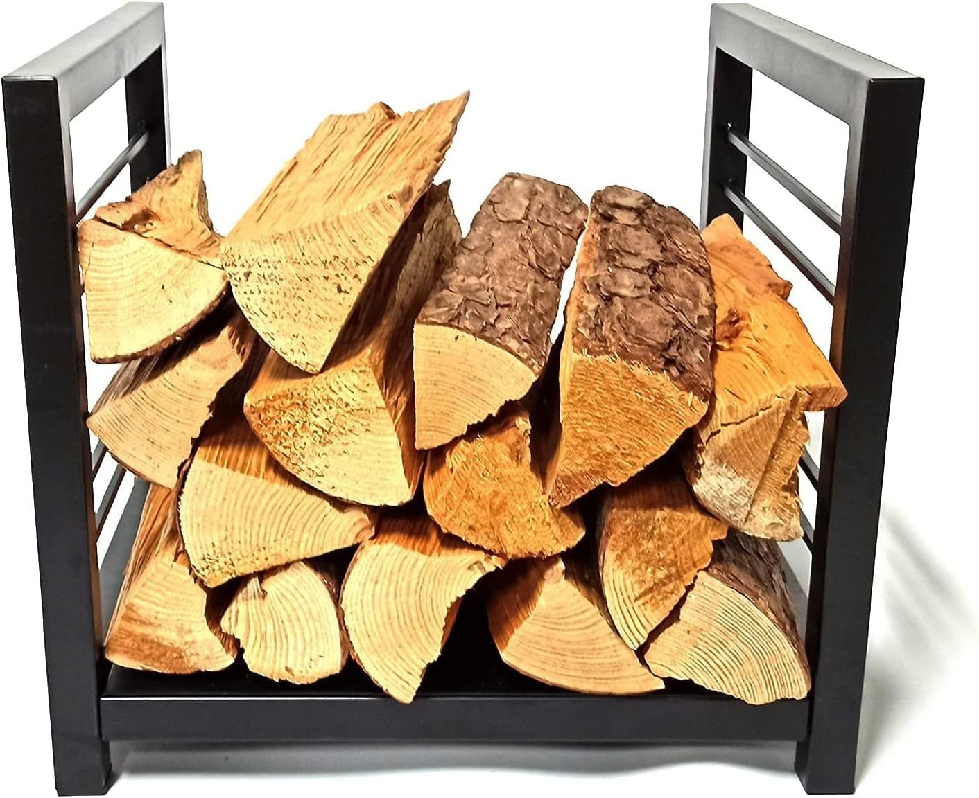 Firewood Rack Honey Brown 60x25x100 cm Solid Wood Pine, Firewood Log Rack, Firewood Storage Rack Shelf, Ventilation Metal Log Store Holder for Outdoor or Indoor Wood Stand Set