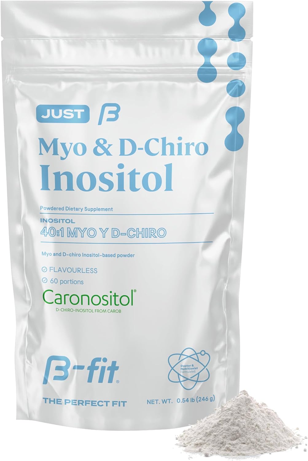 B-FIT B Just Inositol - Myo-inositol & D-Chiro Inositol Supplement 40:1 Formula - 2 Month Supply 60 Servings - No Additives - Inositol Powder - Vitamins for Women