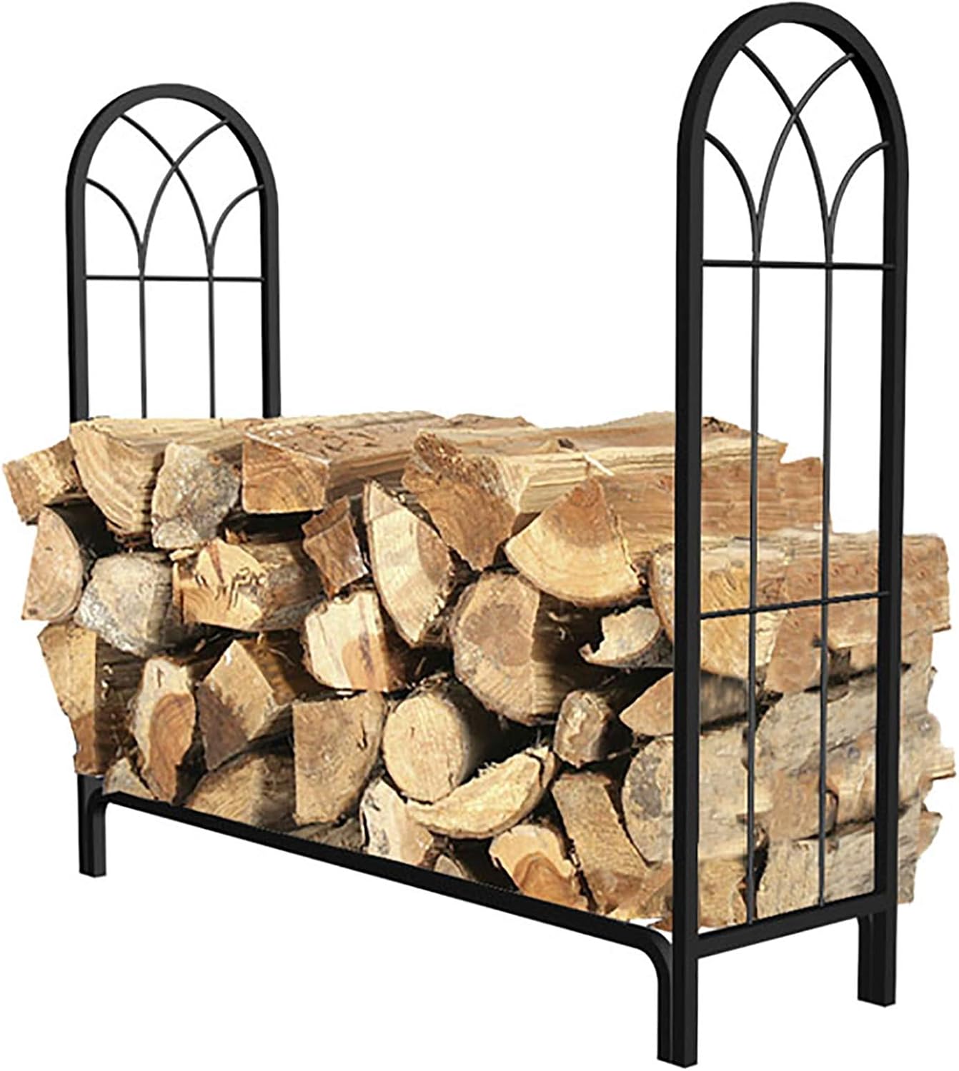 Firewood Storage Rack Fireplace Log Holder Outdoor Metal Lumber Organizer Heavy Duty Wood Stacker Store
