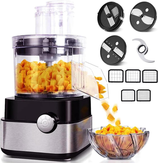 Multifunction 4 in 1 Electric Vegetable Fruit Dicer, Electric Food Ground Meat/Diced/Shredded/Sliced, Fruit Veggie Slicer with 6/8/10/13/15mm Dicing Molds