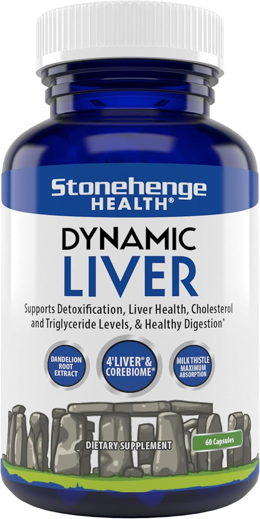 Stonehenge Health Dynamic Liver Supplement, Supports Detoxification, Liver Health, Cholesterol and Triglyceride Levels, & Healthy Digestion*, 60 Capsules