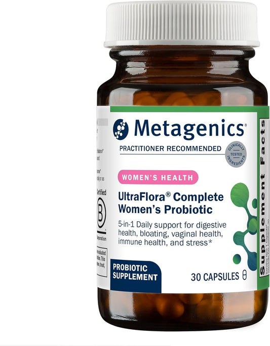 Metagenics UltraFlora Complete Women's Probiotic - Shelf-Stable 5-in-1 Multi-Benefit Formula for Digestive, Immune, Vaginal, Urogenital & Microbiome Health* - 30 Capsules