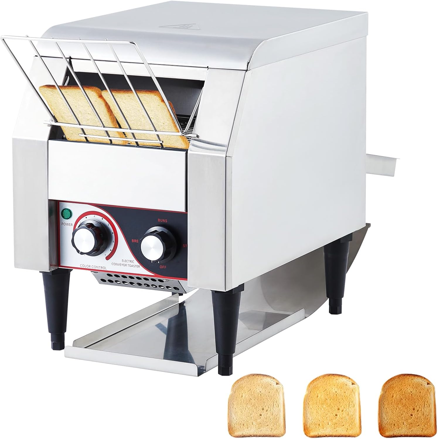 PioneerWorks Commercial Toaster Conveyor 150 Slices\/H, Heavy Duty Industrial Conveyor Toaster Stainless Steel Electric Oven with Dual Heating Tube 7-speed Adjustments for Bagel Croissant Bakery