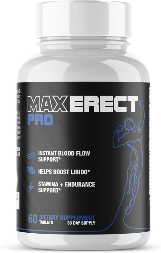 MAX Erect PRO | Fast Acting Male Blood Flow Pills for Men - Men's Performance Appetite | Helps Achieve Hardness & Firmness + Desire + Zero Suppressant | 3rd Party Tested - 60 Tablets