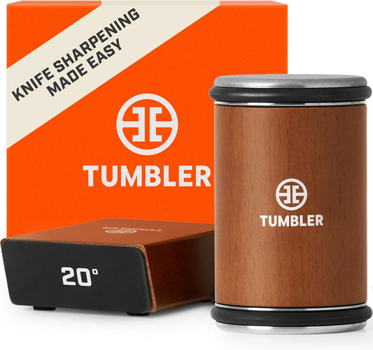 The Original Tumbler Rolling Knife Sharpener:tm: \u2013 Easy Manual Sharpener for Kitchen, Outdoor & Utility Knives \u2013 15° & 20° Angle Guides