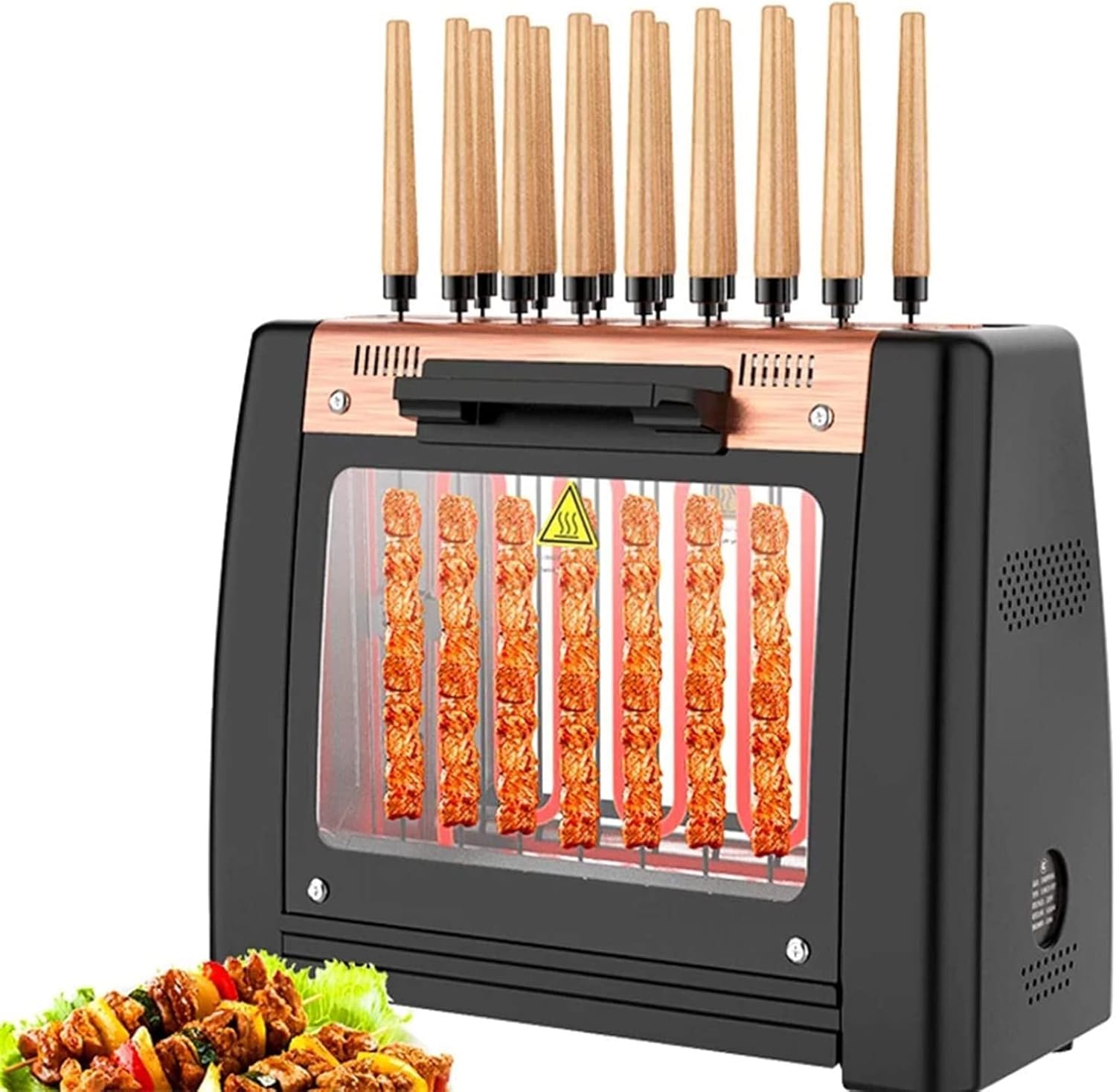 Electric Barbecue Grill, 1200W Smokeless 360 ° Automatic Rotating Lamb Skewers Vertical Grill, Cooks Kebabs, Skewers and Roasts, Easy To Clean (16 String)